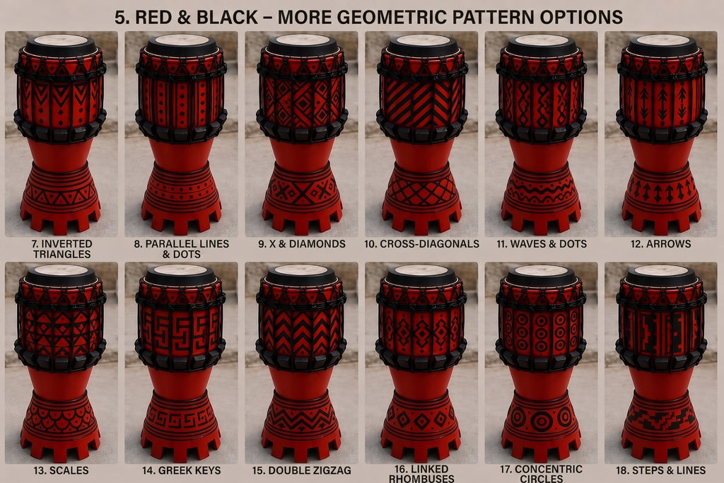 ATABAQUE RED BLACK  - Pyrography-decorated