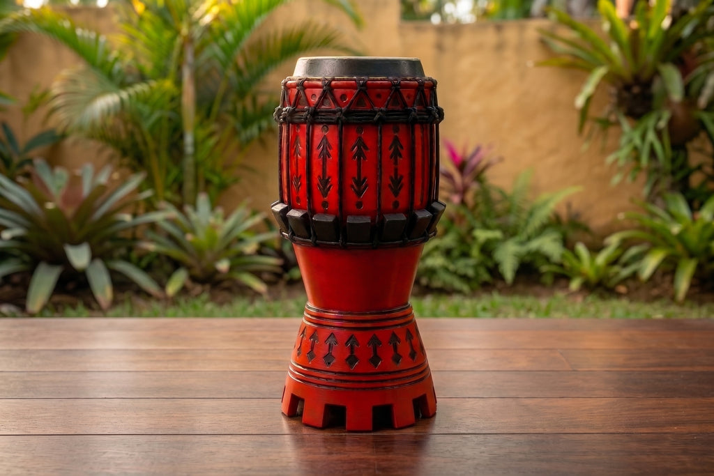 ATABAQUE RED BLACK  - Pyrography-decorated